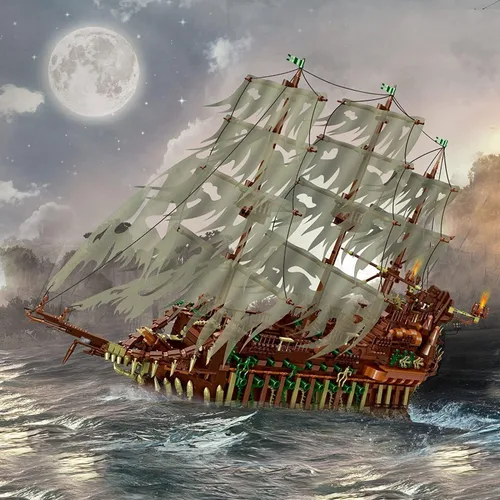Miniatura 6 de Mould King Kit de bloques de construcción modelo de barco piratas grande, juego de bloques de construcción holandés MOC, juego de construcción