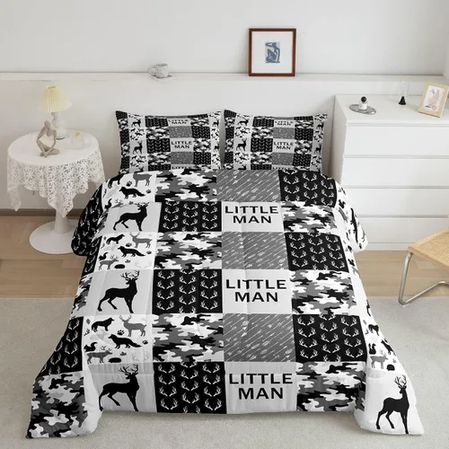 Miniatura 14 de Juego de edredón con siluetas de oso para niños, tamaño individual, decoración de Navidad para niños y niñas, adultos, edredón de plumón de pinos
