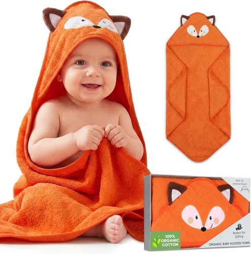 Miniatura 10 de Mother's Choice - Toallas de bebé 100% algodón orgánico con diseño de oso azul, certificado Oeko-TEX, hipoalergénicas, ultra absorbentes, toalla