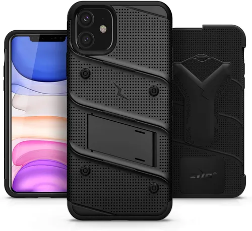 Miniatura 2 de Zizo Bolt Cover - Funda para iPhone 11 con grado militar, protector de pantalla de cristal, función atril y funda (color negro)