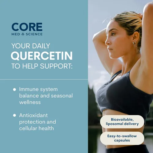 Miniatura 2 de Core Med Science Suplemento de quercetina liposomal, 200 mg – Formulado por un médico que apoya el equilibrio de la histamina, el apoyo inmunológico