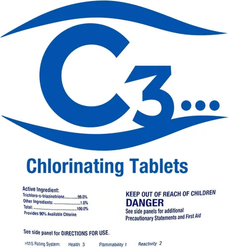 Miniatura 2 de C3... Tabletas de cloro estabilizado de 1 pulgada para piscina Tabletas cloradoras de disolución lenta para piscinas sobre el suelo o enterradas