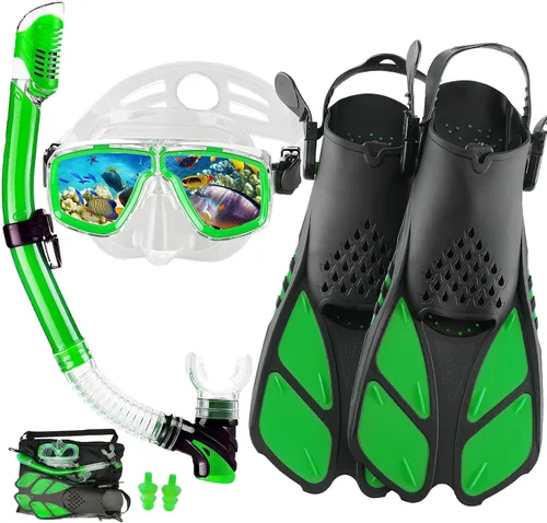 Miniatura 19 de Equipo de esnórquel para adultos con aletas, equipo de buceo profesional para adultos, juegos de esnórquel de viaje con aletas, máscara de buceo