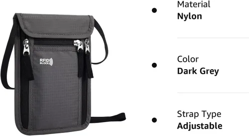 Miniatura 8 de Bolsa de viaje para el cuello, cartera para pasaporte familiar, funda organizadora con bloqueo RFID