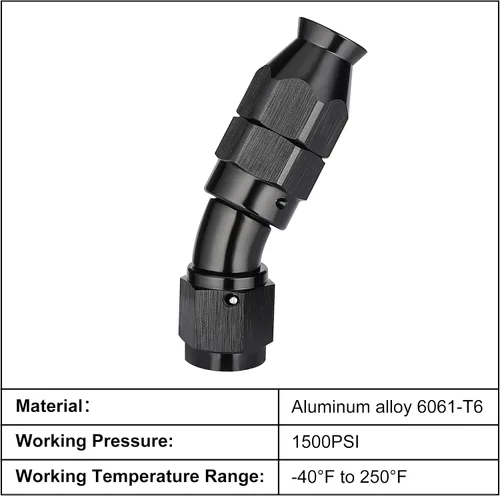 Miniatura 3 de EVIL ENERGY - Adaptador de manguera de una pieza PTFE 4AN de 30 grados, aluminio, color negro