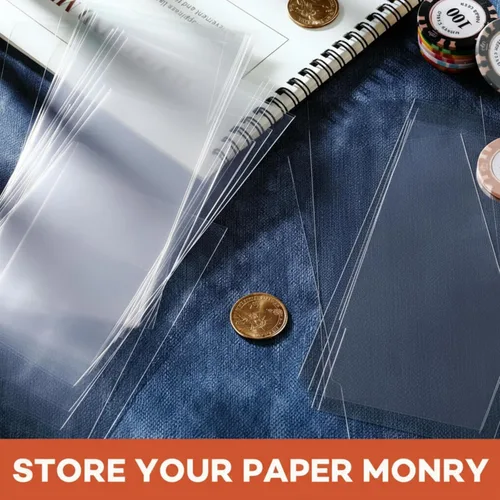 Miniatura 4 de Shappy 151 fundas transparentes para dinero con estuche de almacenamiento de plástico, soportes de dinero de papel, fundas para billetes de dólar