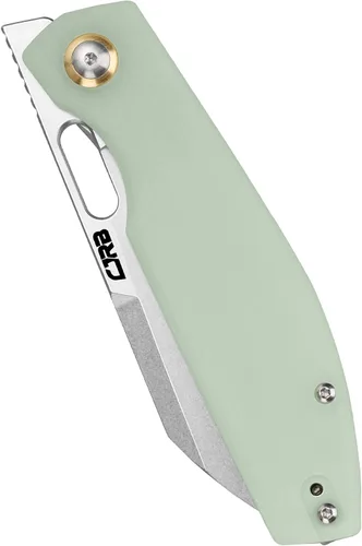 Miniatura 8 de CJRB - Cuchillo EDC de bolsillo, Ekko (J1929), pequeño cuchillo plegable AR-RPM9 hoja de acero y verde natural G10 al aire libre para hombres