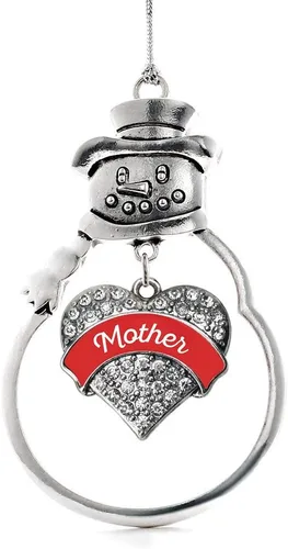 Miniatura 24 de Inspired Silver - Big Sis - Adorno de Navidad plateado - Adorno de árbol de Navidad con dije de corazón con circonita cúbica - Decoración colgante