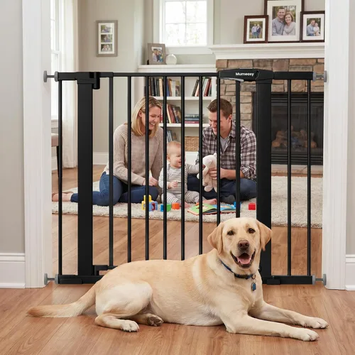 Miniatura 14 de Puerta de bebé para escaleras, puerta de perro de cierre automático de 26 a 40 pulgadas para puertas, puerta infantil montada a presión con puerta