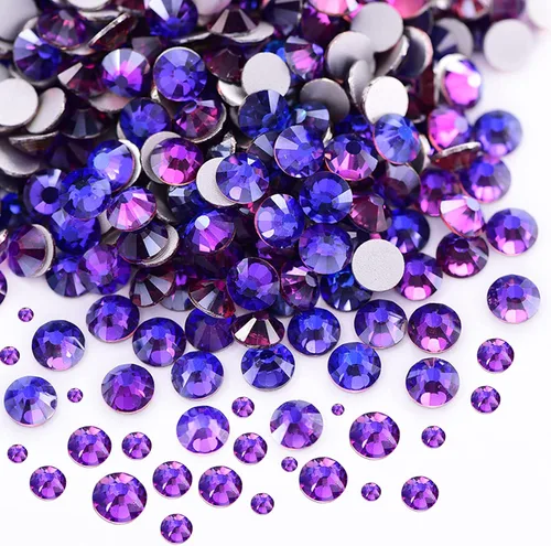 Dowarm 2650 diamantes de imitación de cristal con parte trasera plana, 6 tamaños de 0.059 in a 0.256 in, cristales de parte trasera plana para