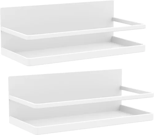 Organizador magnético de especias de un solo nivel, estante de almacenamiento de especias para refrigerador, fácil de instalar, el lado del Blanco
