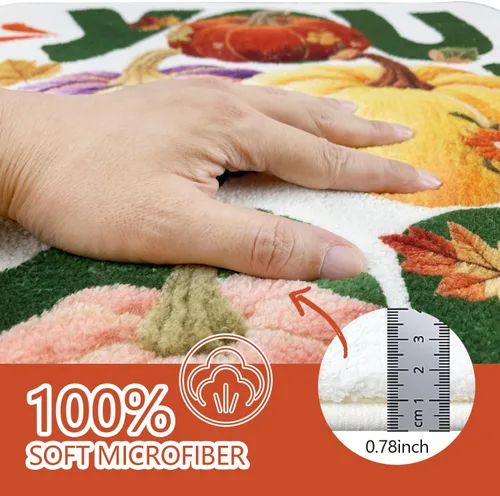 Miniatura 8 de SHIYUE You Look Good - Alfombra de baño divertida y bonita alfombra de baño con diseño de calabaza de otoño, suave, absorbente de agua