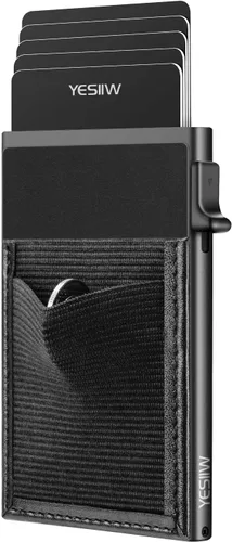 YESIIW AirTag - Cartera de metal delgada Frosted Black-1 Moderno minimalista e inteligente