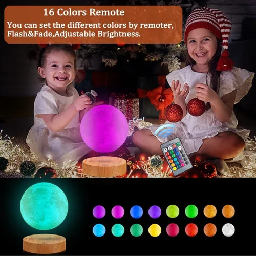 Miniatura 5 de Lámpara de luna levitante, 16 colores y 20 modos, lámpara de luna flotante magnética, luz nocturna, regalos únicos de Navidad para padres, madres