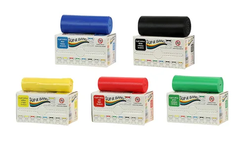 Miniatura 12 de Cando 10-6303 Sup-R Banda elástica sin látex para ejercicio, 1,5 metros, individual, resistencia media, verde