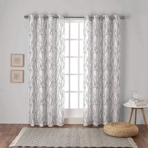Miniatura 20 de Exclusive Home Branches - Par de paneles de cortinas de mezcla de lino con ojales, 54 x 84 pulgadas, negro