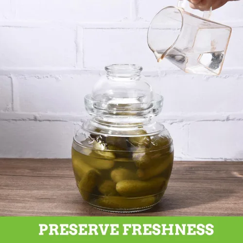 Miniatura 3 de Tarro de fermentación de vidrio, tarro de pepinillo de 2.5 L con tapa de sello de agua, kit de fermentación kit de fermentación para encurtidos