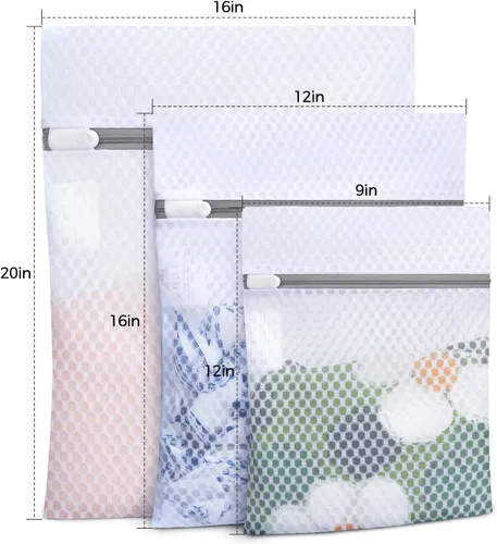Miniatura 2 de BAGAIL Bolsas de lavandería de malla para ropa interior y prendas delicadas, juego de 3 piezas (Miel, 1S, 1M, 1L)