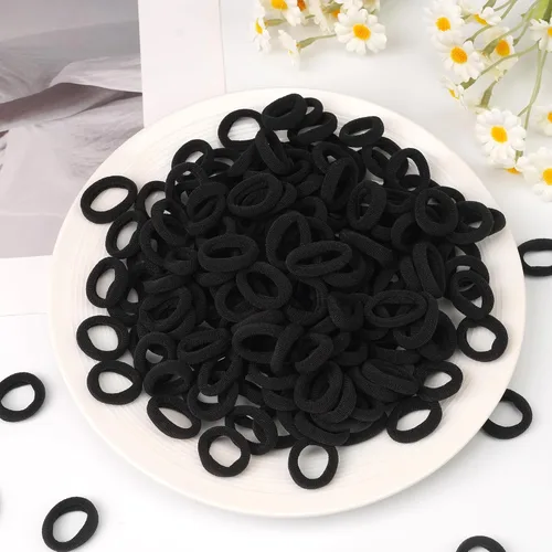 Miniatura 7 de CÉLLOT Gomas para el pelo para bebés, gomas de nylon negras para niñas, bandas de pelo sin costuras para niñas, coleteros elásticos para niñas