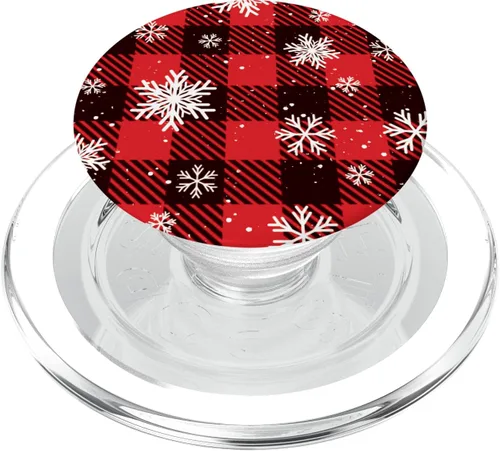 Miniatura 8 de Bonito patrón de cuadros navideños y copos de nieve para mujer, PopSockets estándar PopGrip