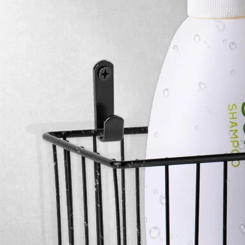 Miniatura 3 de Cesta de papel higiénico (paquete de 1) – Cesta de alambre negro de metal para decoración de cuarto de baño – Cestas de almacenamiento de alambre