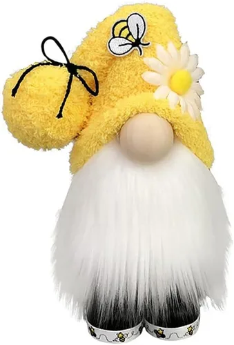 Miniatura 7 de Adornos de elfo de abejorro, gnomos de peluche, hechos a mano, diseño de girasol de primavera, estante de gnomo enano, bandeja escalonada