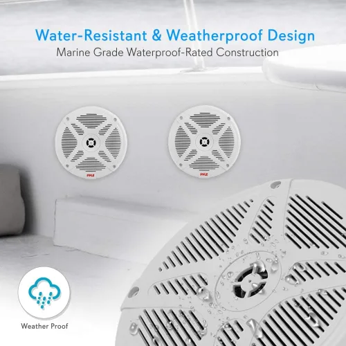 Miniatura 3 de Pyle Altavoces marinos duales de 6.5 pulgadas, altavoz amplificado impermeable y compatible con Bluetooth con transmisión inalámbrica y potencia
