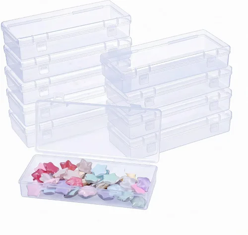 Miniatura 13 de LJY 100 contenedores rectangulares vacíos de plástico transparente con tapas con bisagras (2.2 x 1.6 x 0.8 pulgadas, transparente)
