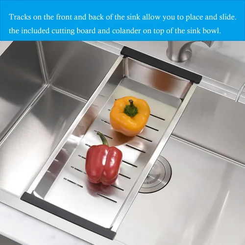 Miniatura 6 de Estación de trabajo de fregadero de cocina de 33 pulgadas - VOKIM 33 x 22 pulgadas, fregadero de cocina de montaje superior de 16 calibre, fregadero