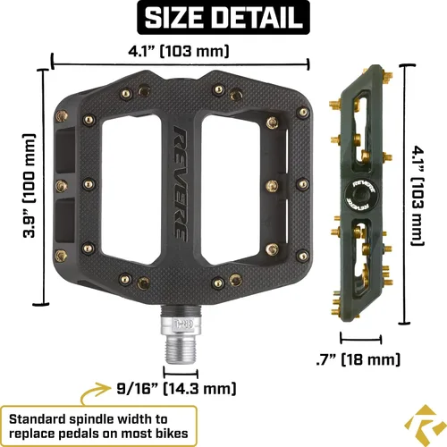 Miniatura 6 de Revere Pro Grip - Pedales de bicicleta de montaña y grava, rodamientos ultra suaves, antideslizantes, indestructibles, ligeros, compuestos