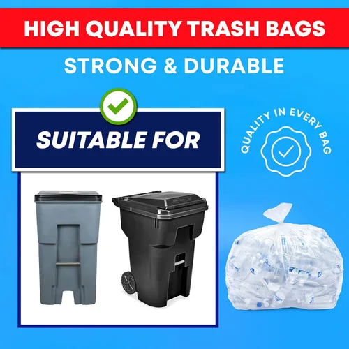 Miniatura 2 de Tasker Bolsas de basura transparentes de 95 a 100 galones resistentes 25 bolsas Bolsas de basura extragrandes de 96 galones para latas de basura