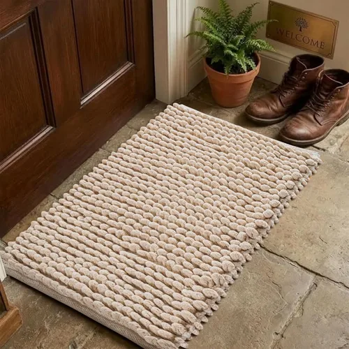 Miniatura 4 de Alfombra de baño de felpilla de algodón de 17 x 24 pulgadas, color beige, tapete de baño de felpa suave, ultra absorbente, de secado rápido, lavable