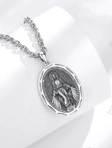 Miniatura 2 de INFUSEU Regalos religiosos únicos para hombres y mujeres, collares con colgante de San Miguel, San Cristóbal, San Benito, Virgen María