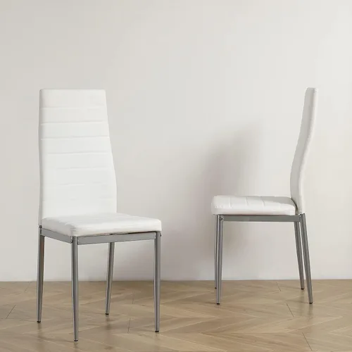 Miniatura 3 de Juego de 4 sillas de comedor para comedor, sillas de cocina modernas con patas de metal y cojín tapizado de piel sintética para comedor y cocina