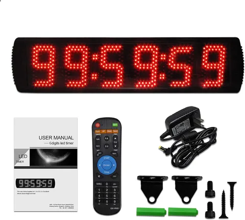 Miniatura 8 de Reloj de carreras LED portátil de 5 pulgadas de alto y 6 dígitos con trípode para eventos de carrera, temporizador digital de cuenta