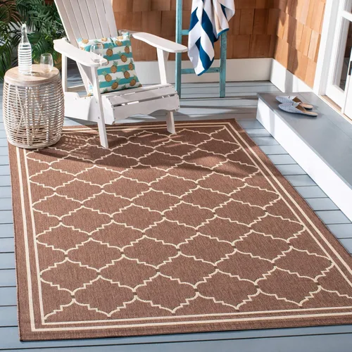 Miniatura 24 de SAFAVIEH Alfombra lavable para exteriores, colección Courtyard de 2.3 x 6.7 pies, color negro y crema, no desprende pelusa y de fácil limpieza