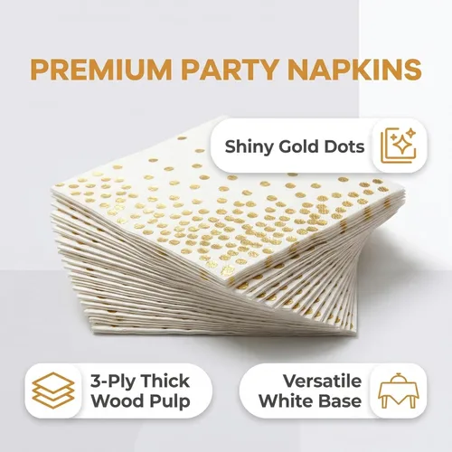 Miniatura 4 de Paquete de 50 servilletas desechables de papel de aluminio dorado para cumpleaños, boda, bebé, despedida de soltera, celebración, fiesta, evento