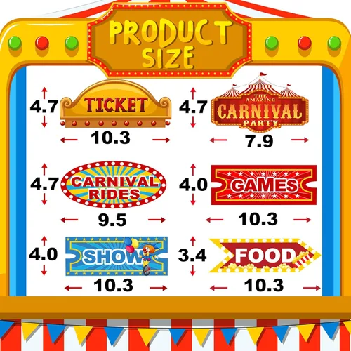 Miniatura 2 de 30 piezas de decoración de fiesta de circo – Decoración de carteles direccionales de fiesta de carnaval – Decoraciones de fiesta temática de carnaval