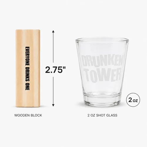 Miniatura 3 de ArtCreativity Juegos de beber en torre para adultos, con 4 vasos y 60 bloques de madera con desafíos, divertidos juegos de fiesta para adultos