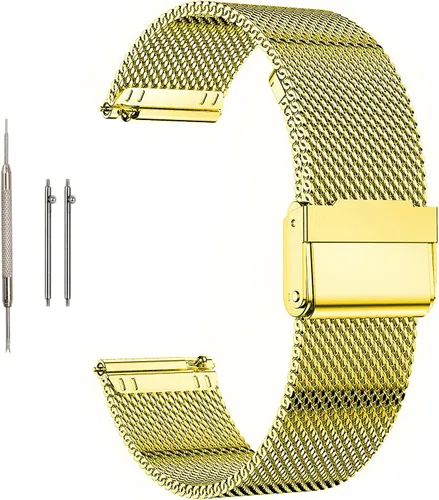 Miniatura 20 de Moran Correa de malla de acero inoxidable de 20 mm, correa de metal de liberación rápida, 18 mm, 20 mm, 22 mm, compatible con Samsung Galaxy Watch