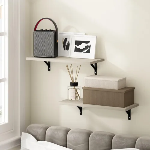 Miniatura 22 de Furinno Rossi - Estantería flotante de pared entrelazada, 4 unidades, color espresso