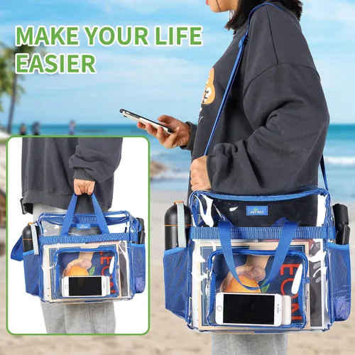 Miniatura 70 de MAY TREE Bolsa transparente para eventos en estadios de 12 x 6 x 12 pulgadas, bolsa de almuerzo transparente con correas reforzadas para trabajo