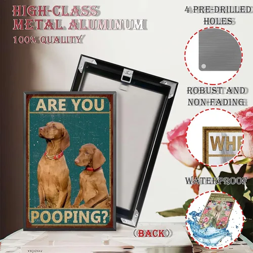 Miniatura 3 de LIUAXICIA Letreros divertidos de hojalata con texto en inglés "Dog are You Pooping", decoración de pared para baño, baño, decoración para amantes