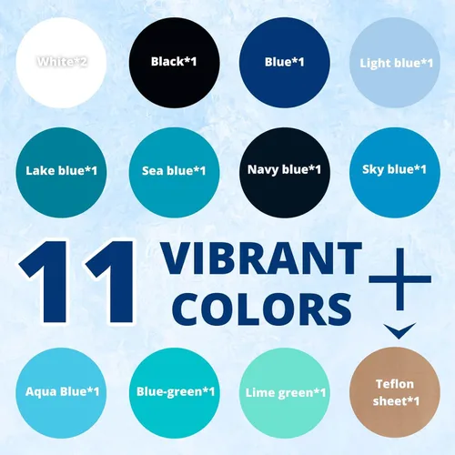Miniatura 3 de HTVRONT Vinilo de transferencia de calor azul HTV – 13 hojas de varios HTV azules para camisas, vinilo turquesa para planchar compatible con máquina