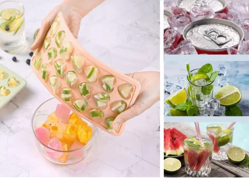 Miniatura 5 de Paquete de 2 bandejas para cubitos de hielo en forma de corazón, bandeja de silicona para cubitos de hielo de 42 agujeros con tapa, sin BPA y aptas