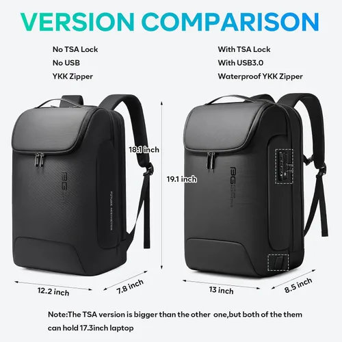 Miniatura 9 de BANGE Mochila antirrobo con puerto de carga USB, mochila de negocios ligera para hombres y mujeres.., Negro, Computadora portátil