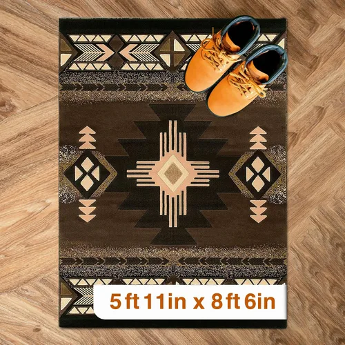 Miniatura 93 de YHSF South West - alfombra estilo nativo americano del suroeste C318 - fácil de limpiar, gruesa, suave, duradera, alfombra inspirada en tribus