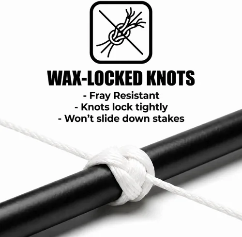 Miniatura 5 de Cordel/cordón blanco encerado 100% poliéster 1005 pies (335 yardas) x 2 rollos 9 capas 115 libras de fuerza de bucle de amarre de cable