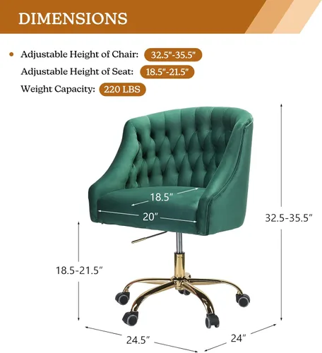 Miniatura 2 de Silla de escritorio copetuda de terciopelo Verde