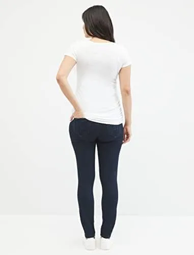 Miniatura 4 de Motherhood Maternity Women's Super Stretch Secret Fit Over The Belly Skinny Jeans Indigo Blue